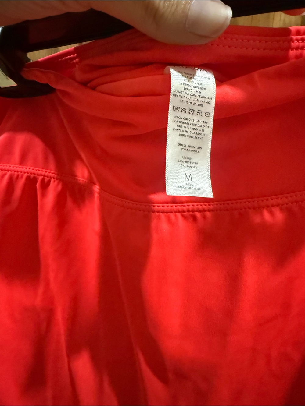 Kiava Bright Neon Pink/ Coral Swim top and Skirt with Side Ruching - Picture 4 of 7
